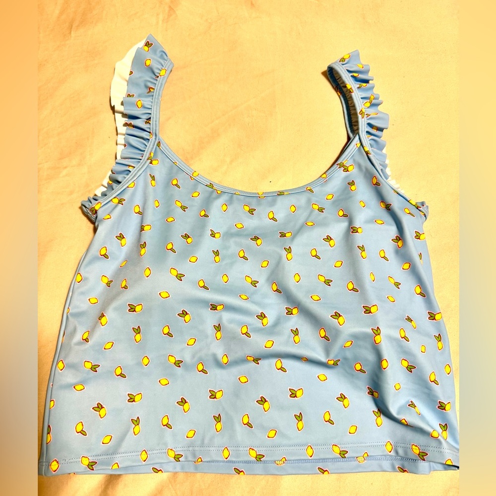 Kortni Jeane Ruffle Swim Blue Lemon Top